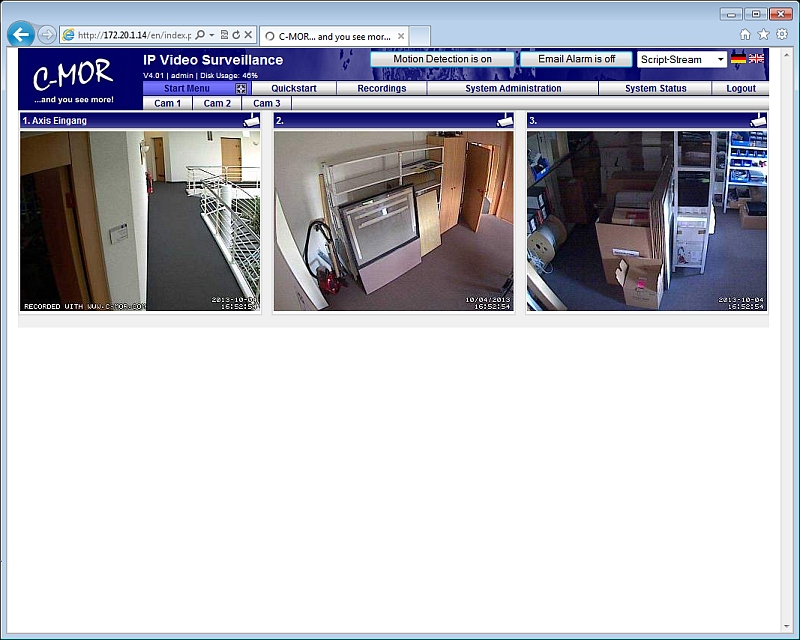Click to view C-MOR IP Video Surveillance VM Software 3.7141 screenshot
