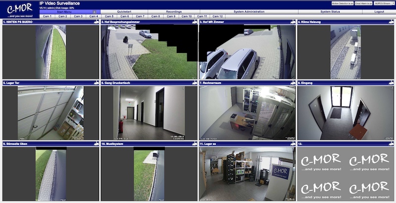 c mor video surveillance 12 cams 
